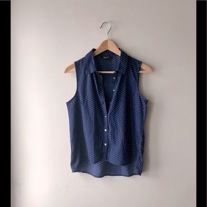 New LookUK Sleeveless Blouse Blue White Polka Dots